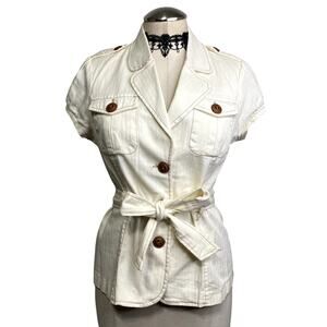 Vtg Y2K F.A.N.G Coquette Shirt Jacket Blazer Mcbling Bratz Fitted Belted